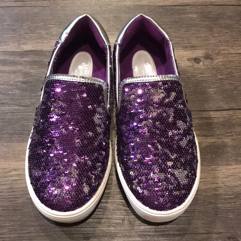 Kenneth Cole Purple-Silver Sequin Slip Ons
